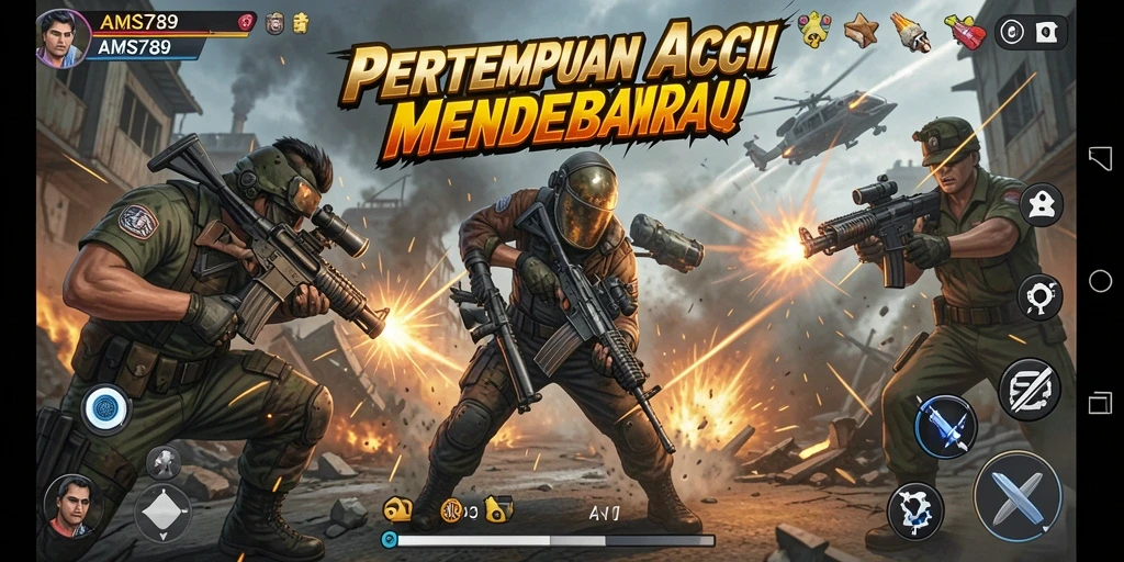 Tampilan gameplay aksi mendebarkan di AMS789.