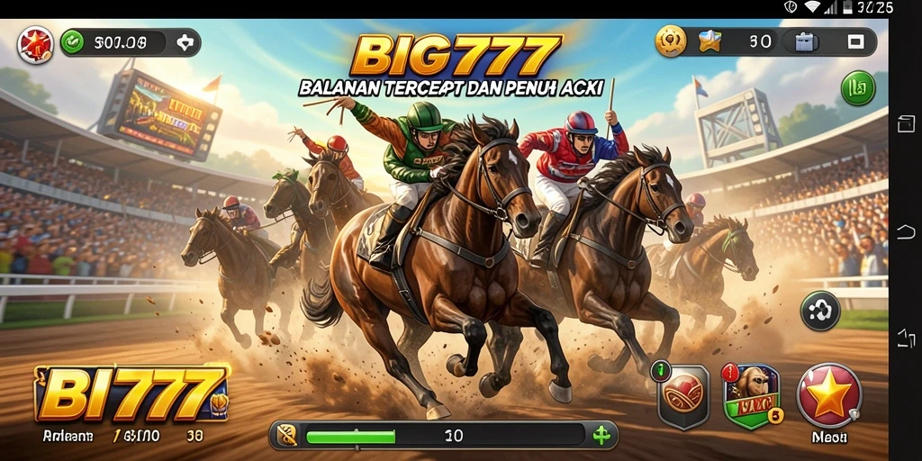 Screenshot dari gameplay balapan yang mendebarkan di BIG777.