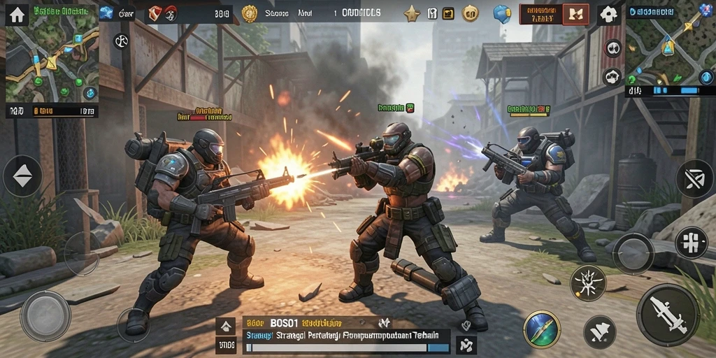 Tampilan seru gameplay strategi pertempuran BOS01.