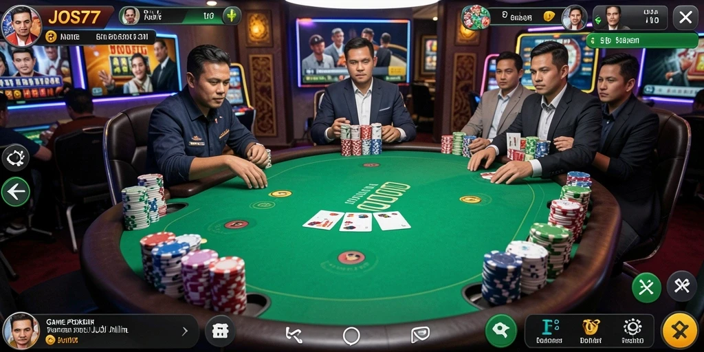 Tampilan utama JOS77 dengan gameplay poker yang menarik.