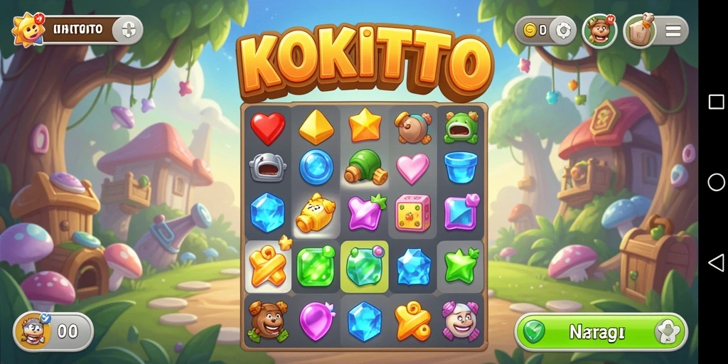 Gameplay seru KOKITOTO dengan tantangan Match-3 yang menarik.