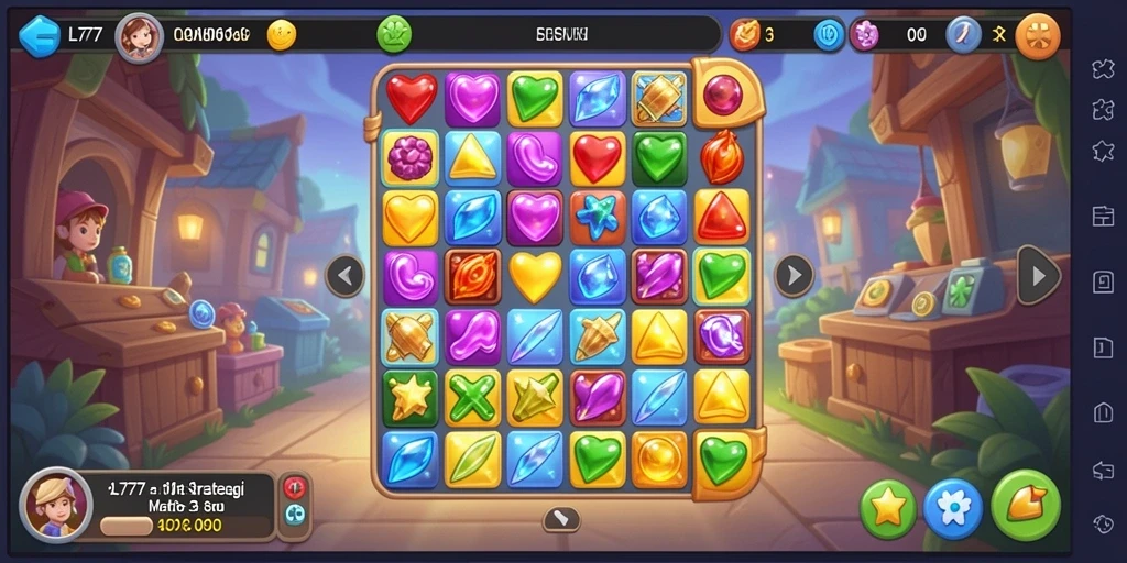 Screenshot L777 menampilkan aksi seru permainan Match-3.