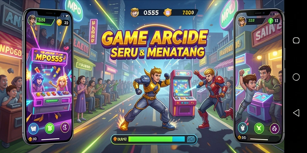 Screenshot utama MPO555 menampilkan aksi seru dalam gameplay Arcade.