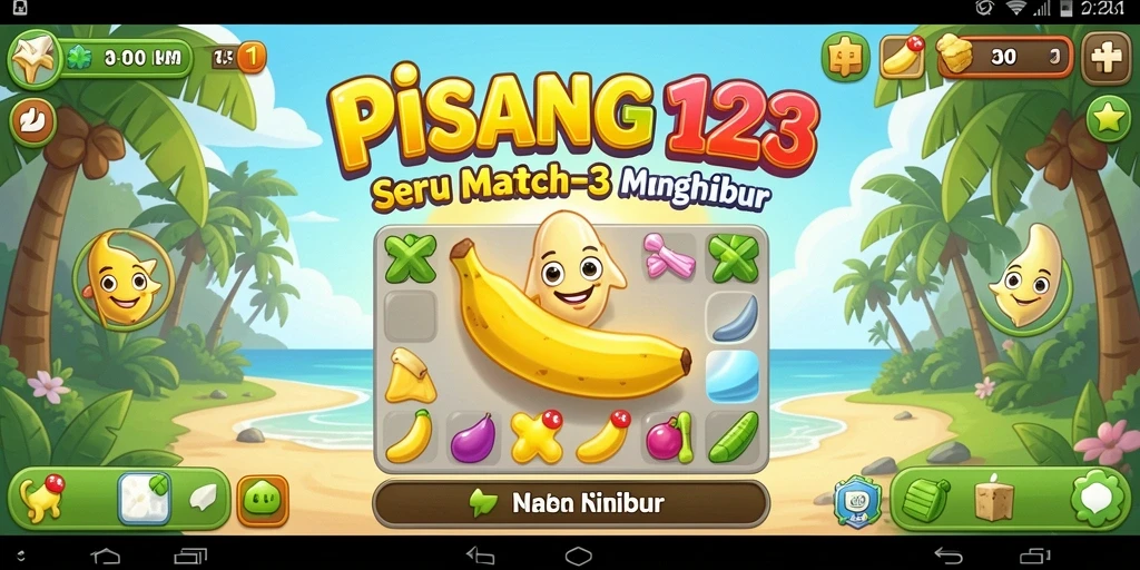 Tampilan gameplay seru PISANG123 dalam match-3.