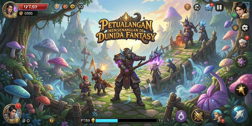 Screenshot PT89 menampilkan karakter utama dalam lingkungan fantasi yang menakjubkan.