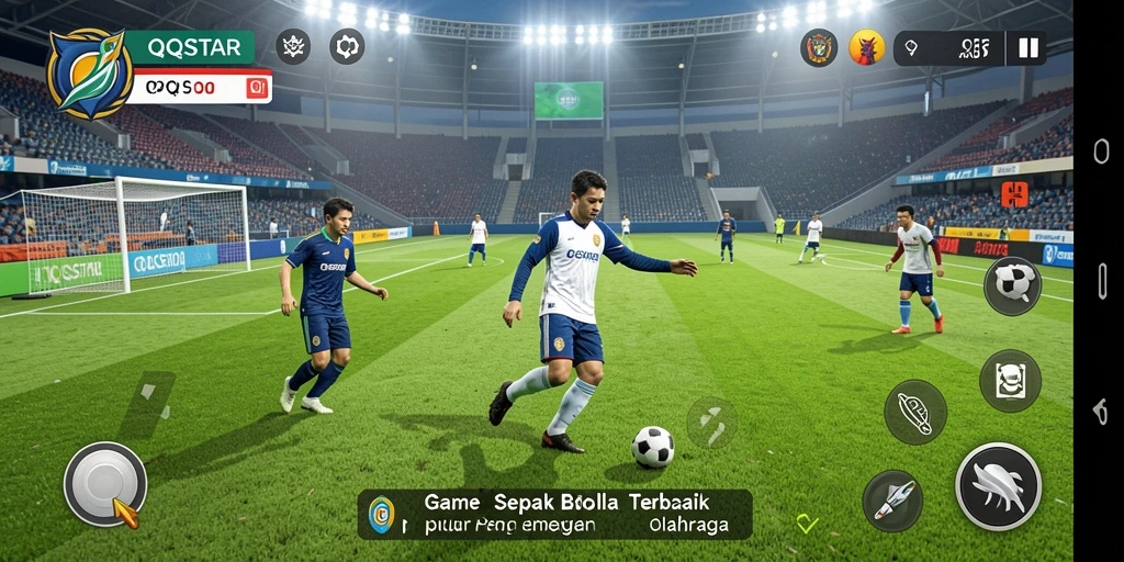 Screenshot utama QQSTAR menampilkan permainan sepak bola yang seru dan kompetitif.