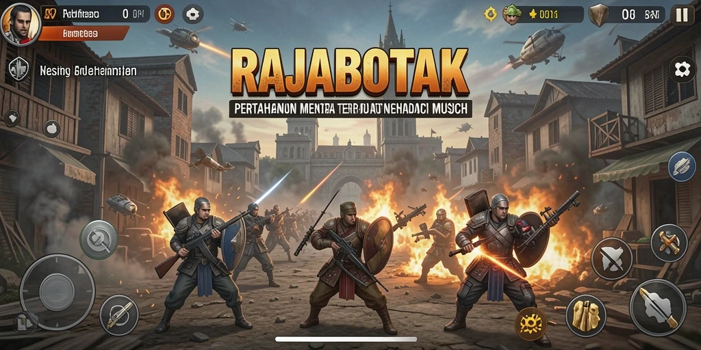 Gameplay RAJABOTAK dengan menara dan musuh yang mendebarkan.